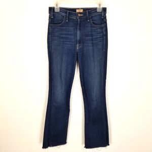 Mother Women The Hustler Ankle Fray Jeans Size 27 Blue Cropped Denim High Rise